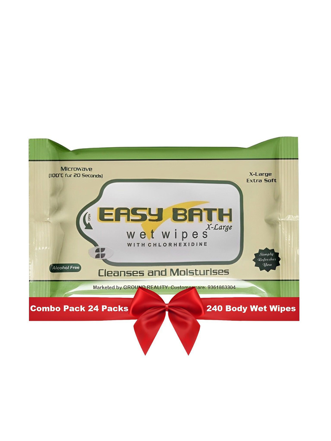 easybath Set Of 24 Wet Wipes Moisturizing Microwaveable Bed Bath Towels - 10 Pulls Each