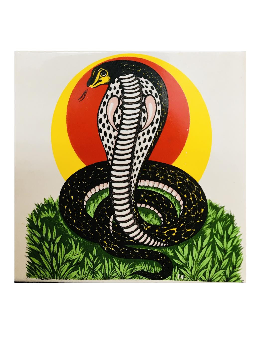 SHOP BY ROOM Nag Devta Wall Hanging Ceramic Glossy Pooja Room Spiritual Wall Decor