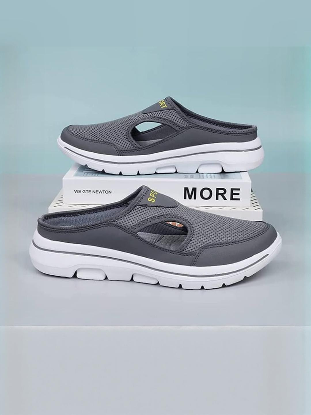 blue pop Men Grey Mesh Casual Shoes