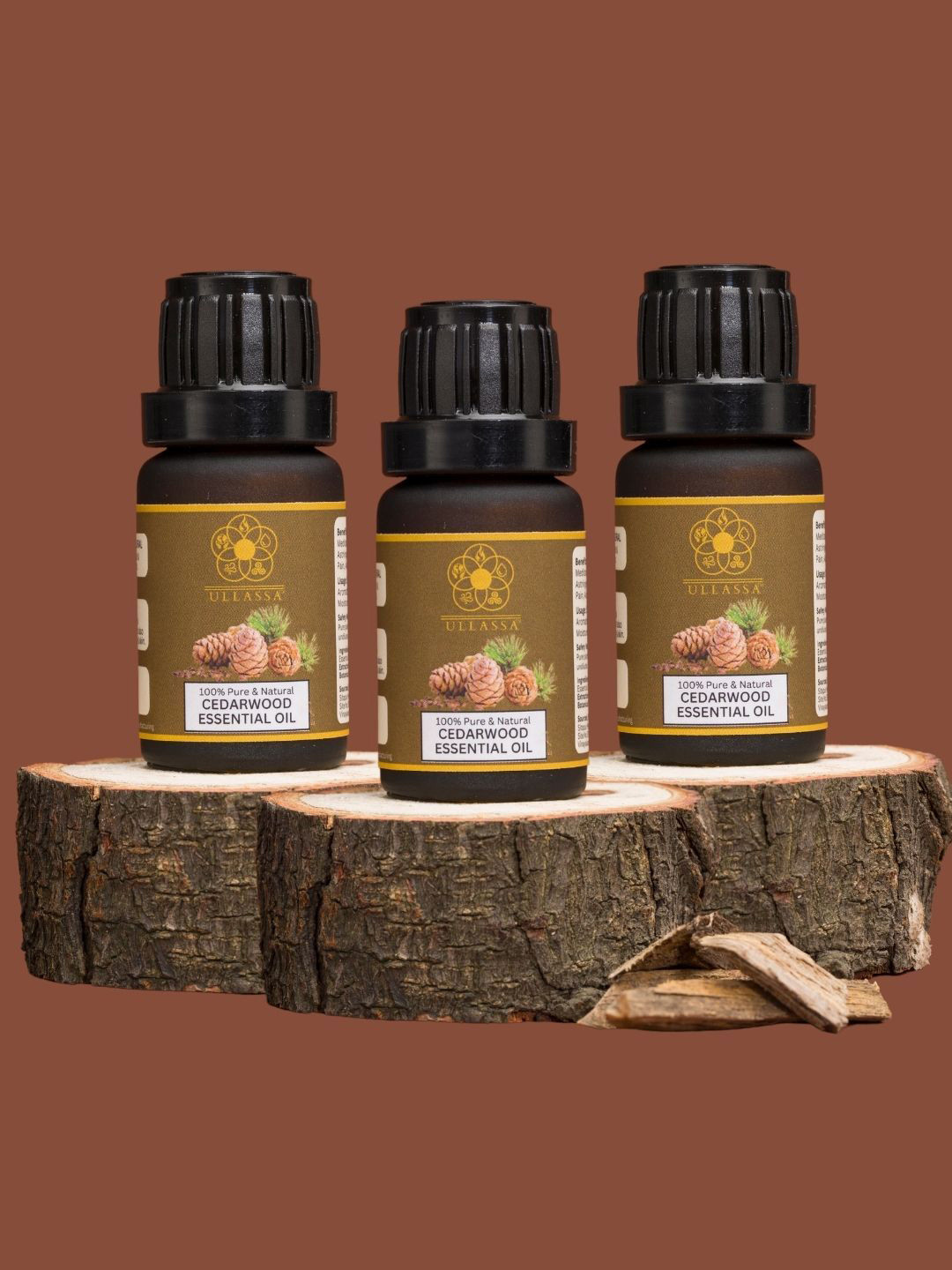 ULLASSA Set Of 3 Cedarwood Essential Oil For Sleep Muscle & Joint Comfort - 10 ml Each