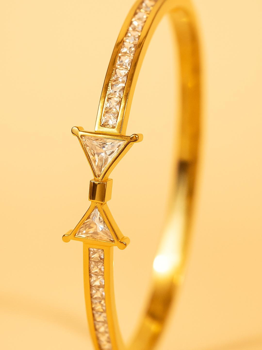 RaasRani Gold-Plated Cuff Stainless Steel Bracelet