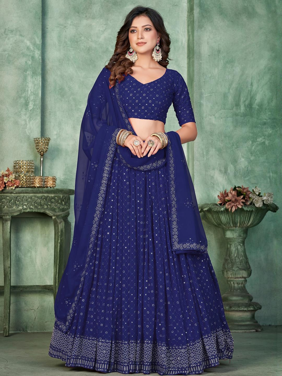 Embroidery and Sequince Work Georgette Fabric Lehenga Choli With Georgette Dupatta
