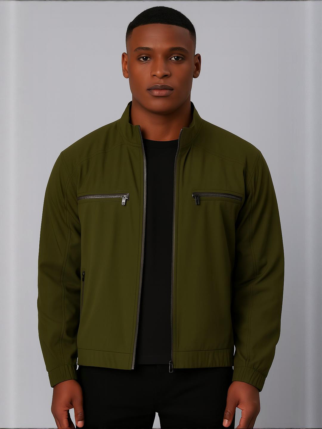 VOXATI Men Olive Polyester Jacket
