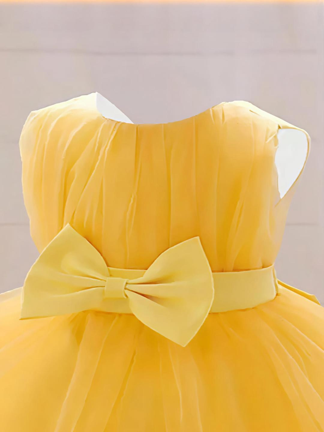 THOILLLING Yellow Polyester Fit and Flare Dresses