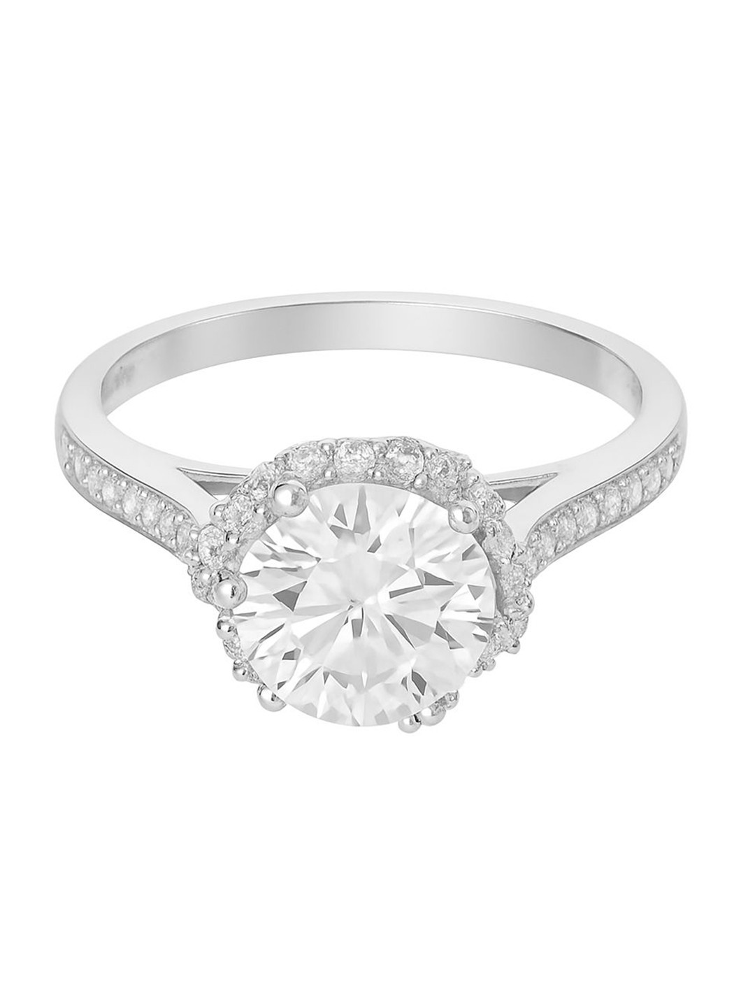 Zisthi 925 Sterling Silver Designer Pave Flower Zircon Ring