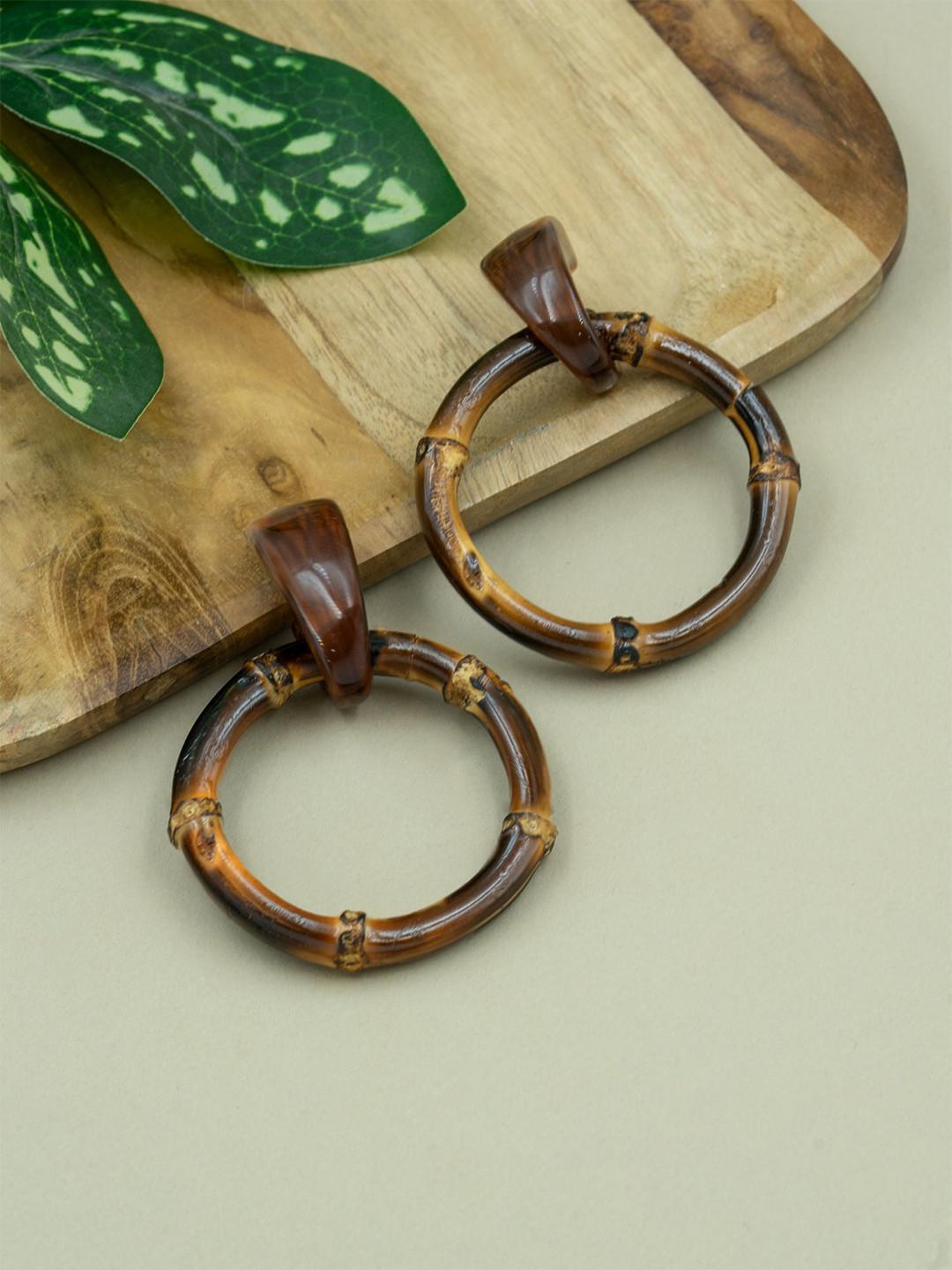 ARTKLIM Bamboo Circular Drop Earrings