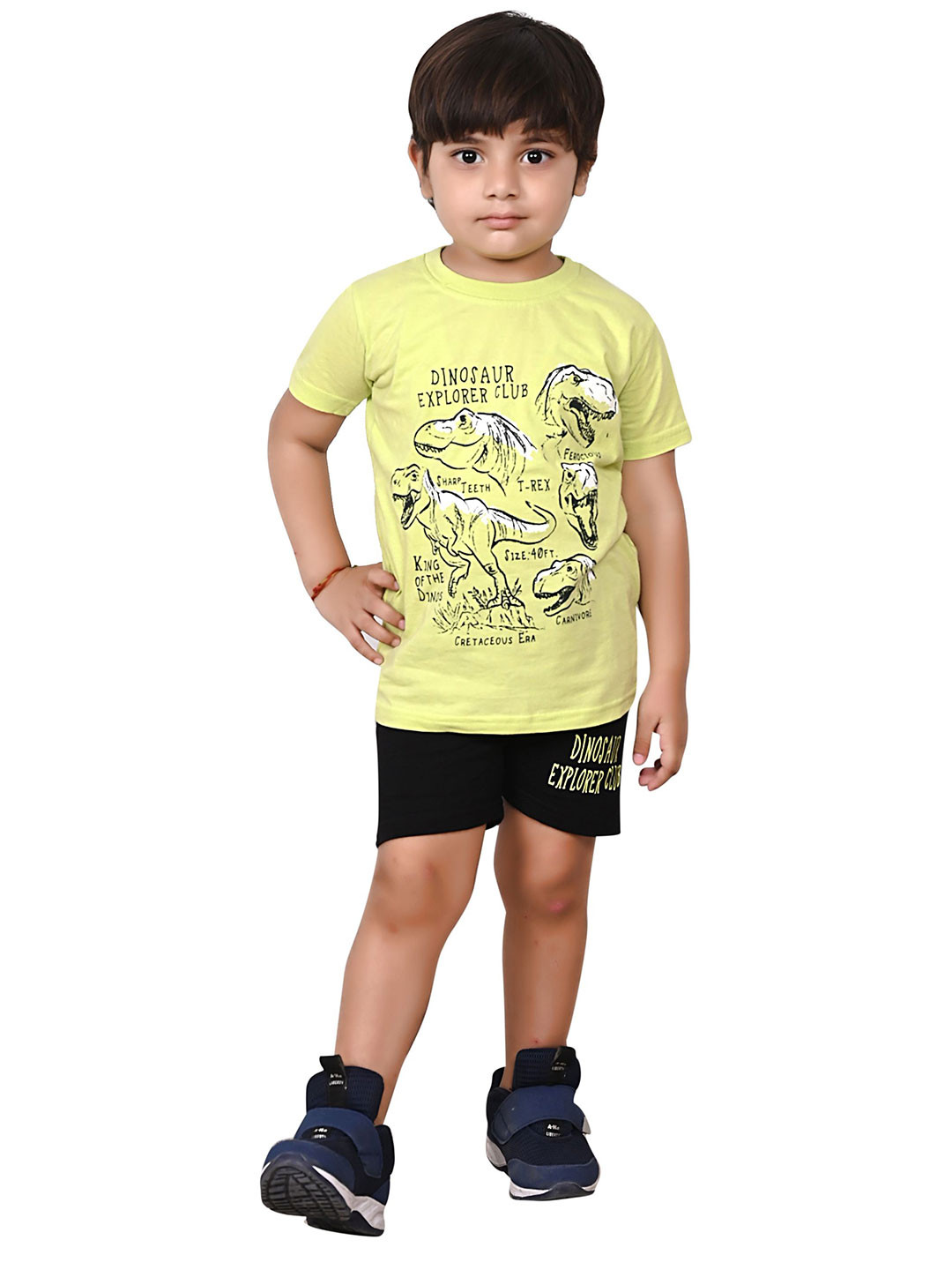 CUSHEE Boys Printed Round Neck Pure Cotton T-shirt with Shorts