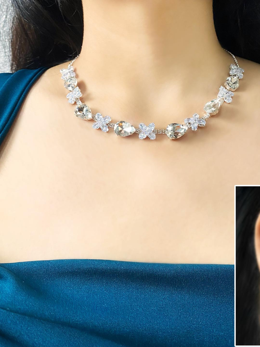 Varnii Silver-Plated Alloy Artificial Stones Jewellery Set