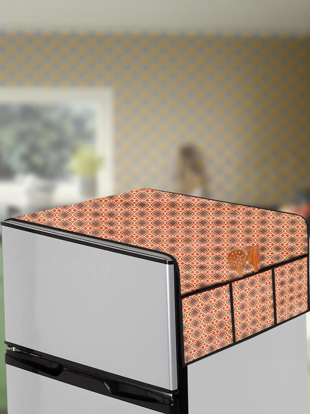 The Furnishing Tree Brown PVC Side Storage Fridge Top Cover