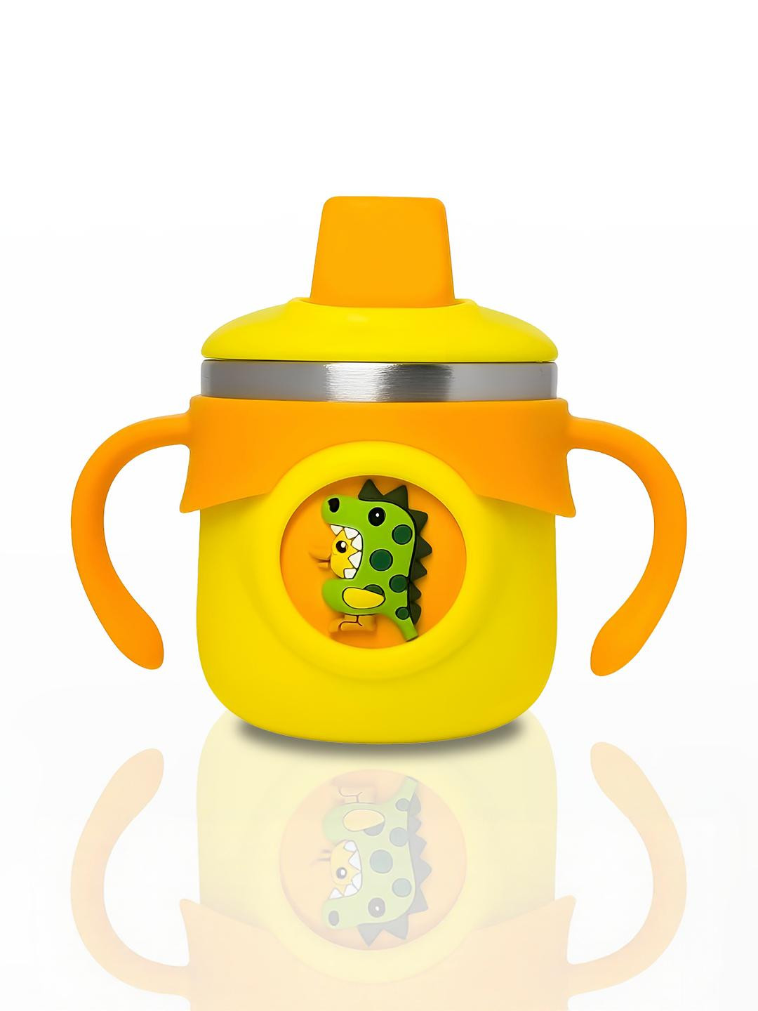 JOYFILLS Kids Yellow Stainless Steel Insulated Sippy Water Cup with Lid Straw 260ml