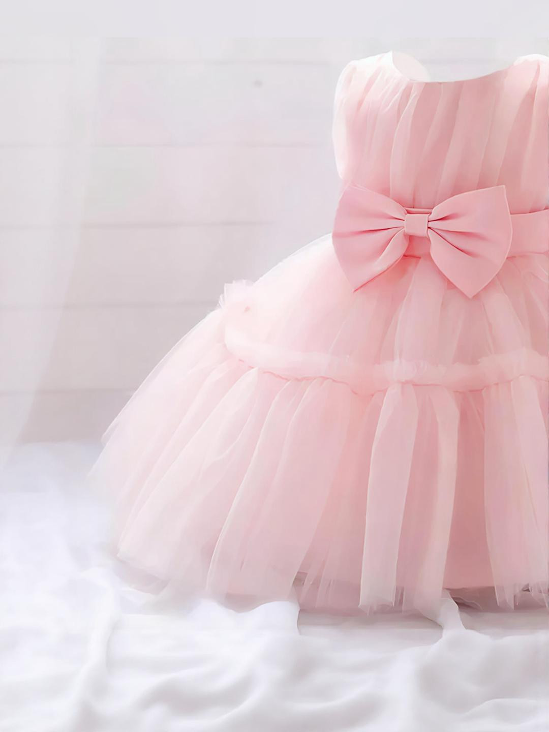 THOILLLING Pink Polyester Fit and Flare Dresses