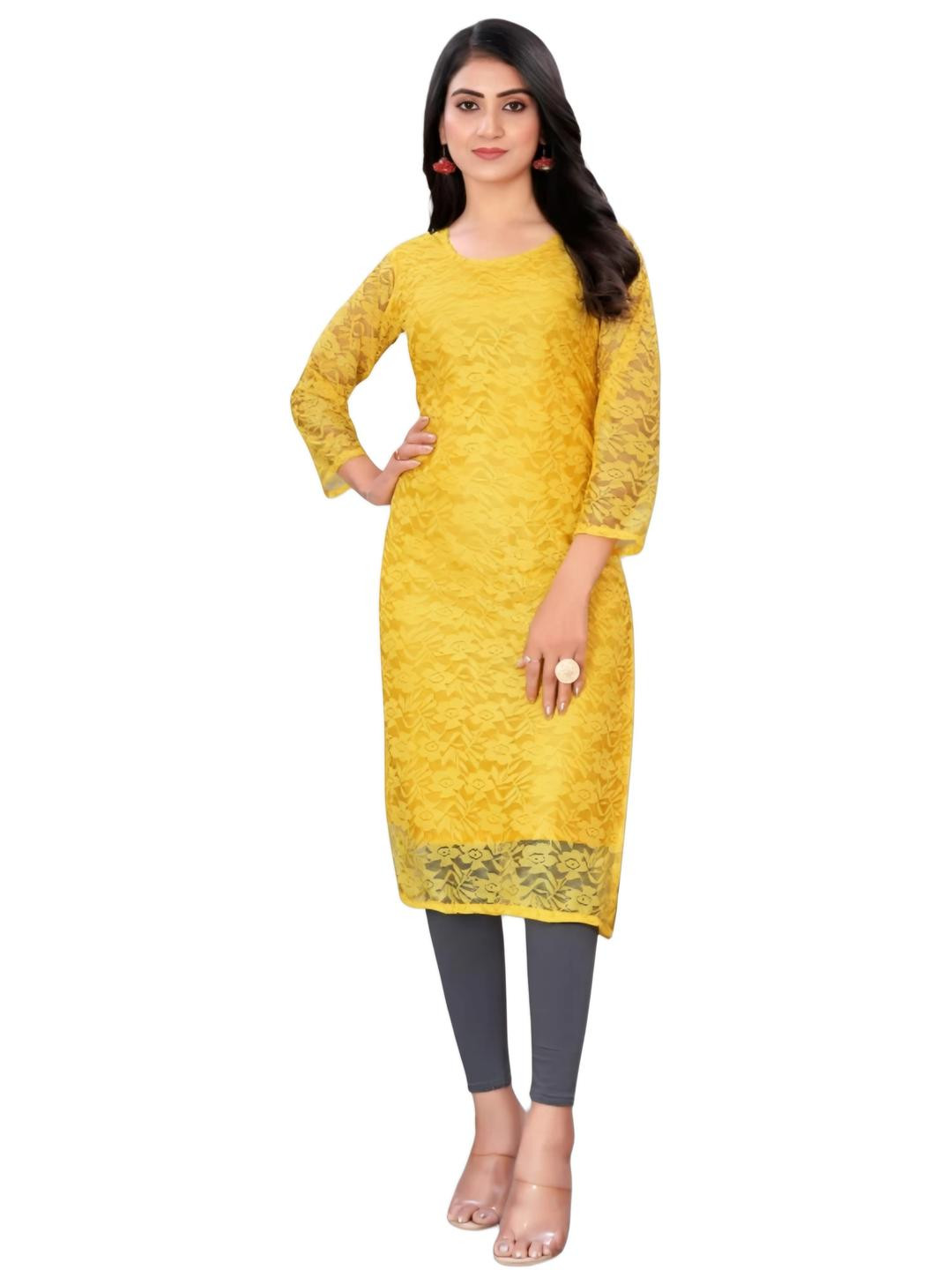 Coft Women Net Straight Kurtis