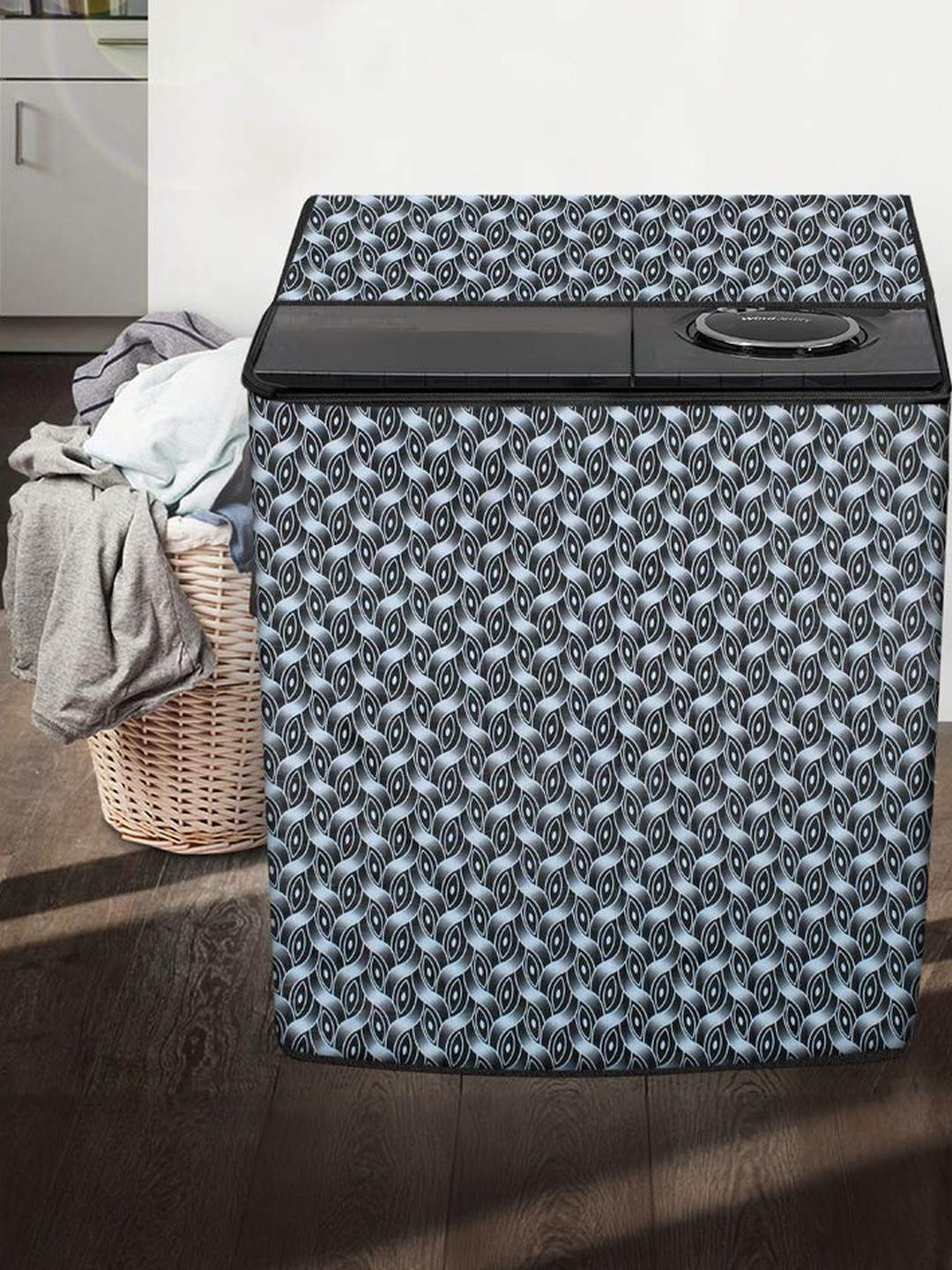 The Furnishing Tree Washing Machine Cover Interlocked Ropes Pattern Grey Compatible for Whirlpool 6