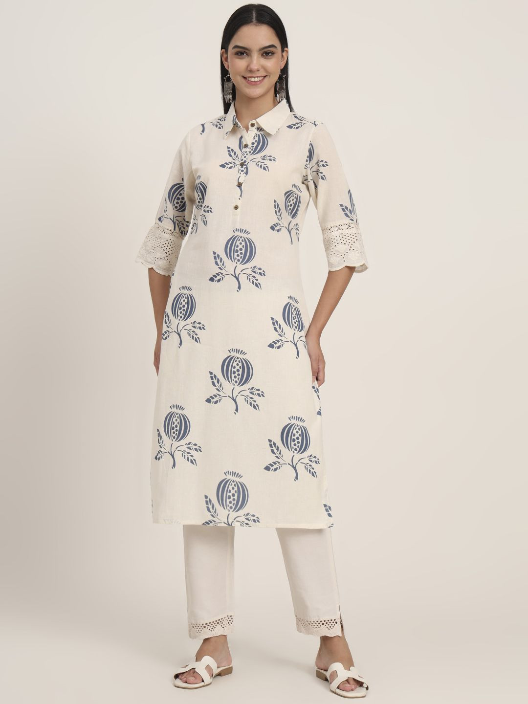 Divena Women Floral Printed Daily Cotton A-Line Kurta