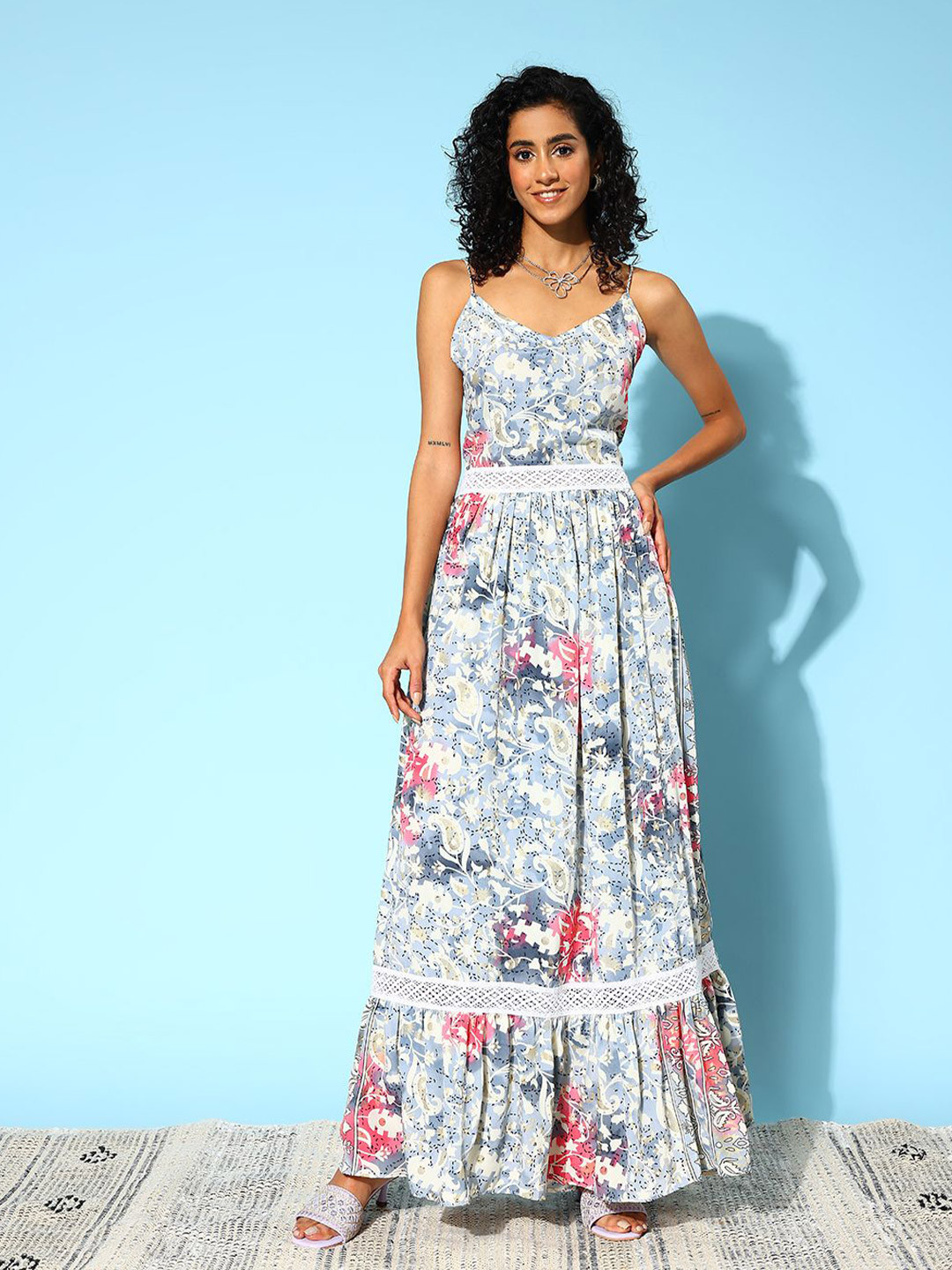 Anouk Women Shoulder Straps Backless Fit and Flare Maxi Dress