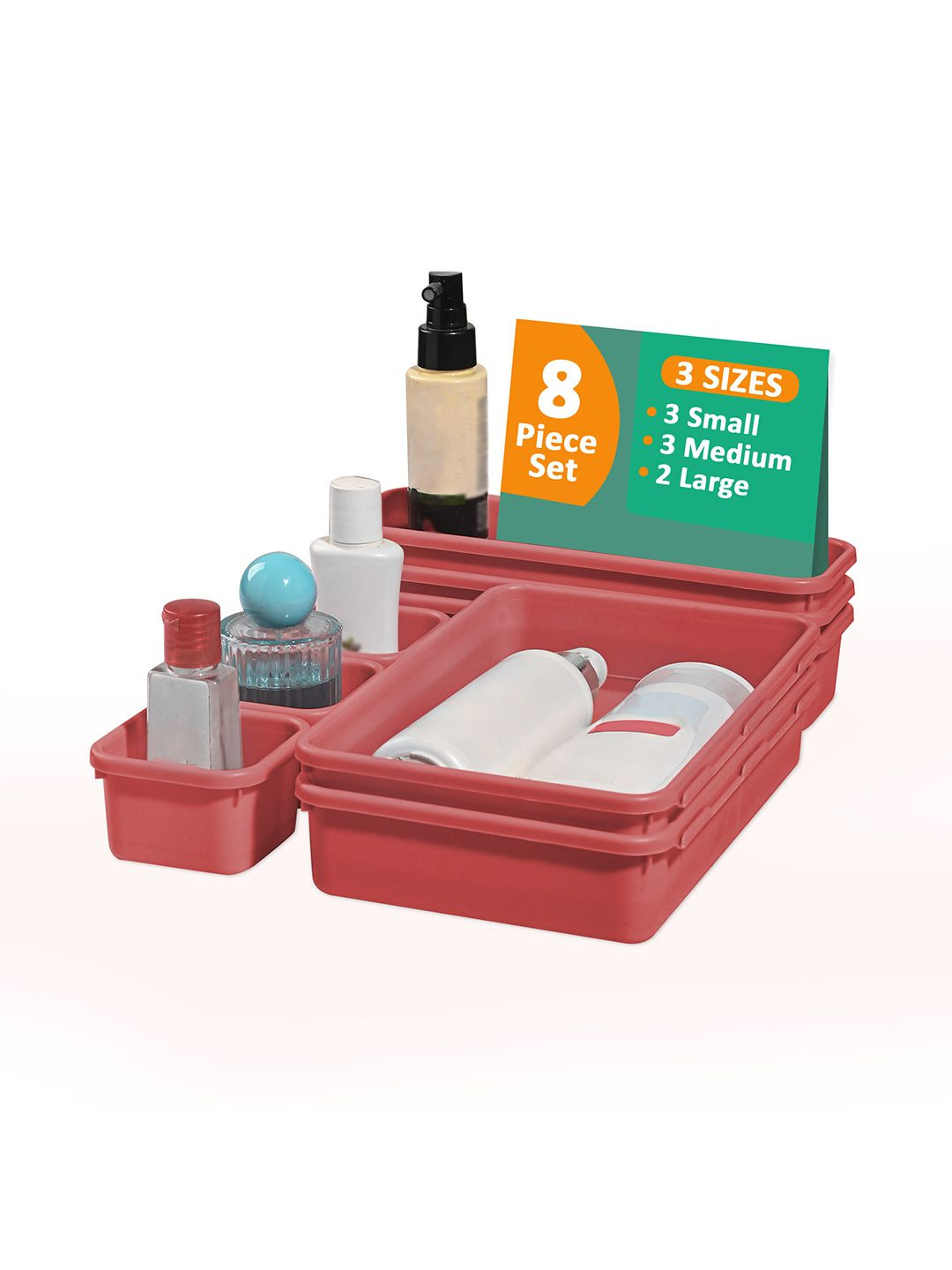 Kuber Industries Pink 8 Pieces Interlocking Desk Organisers