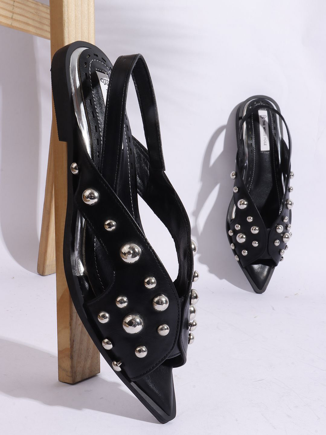 THE WHITE POLE Women Embellished Peep Toe Flats
