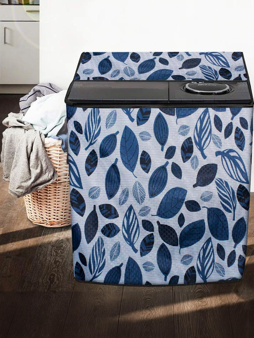 The Furnishing Tree Washing Machine Cover Ditzy Pattern Grey Compatible for Whirlpool 10.5Kg Semi-A