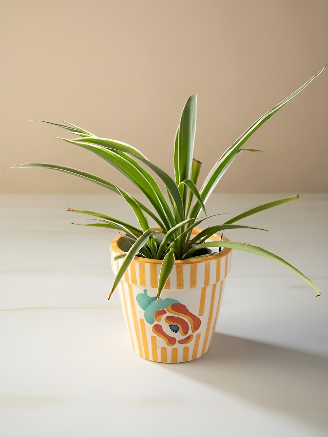 FREEDOM TREE Gypsy Yellow & White Striped Ceramic Planters