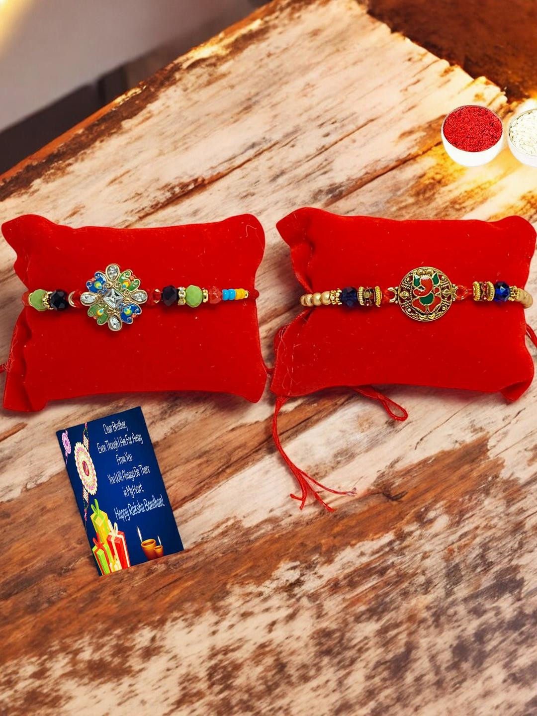 Ganes Ji n designer Metal Rakhi::  Greeting card n Roli