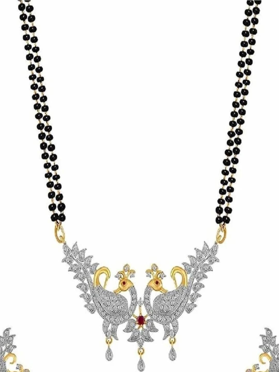ADITYA COLLECTION White Stone Studded Mangalsutra Set