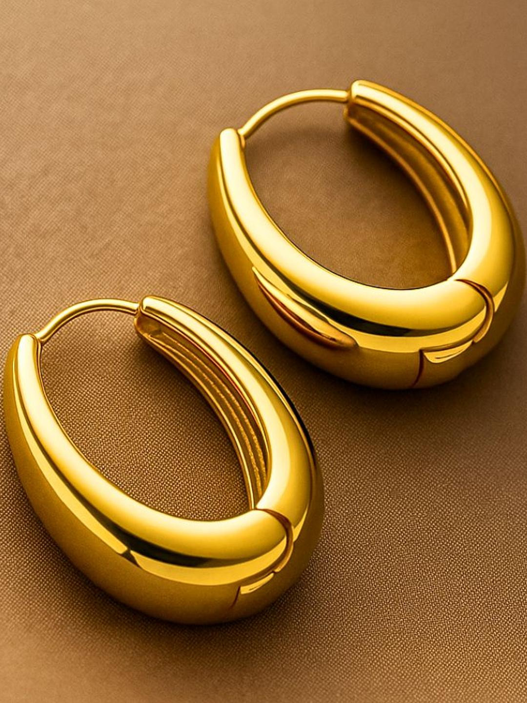 Bauble Cluster Gold-Plated Stainless Steel Hoop Earrings
