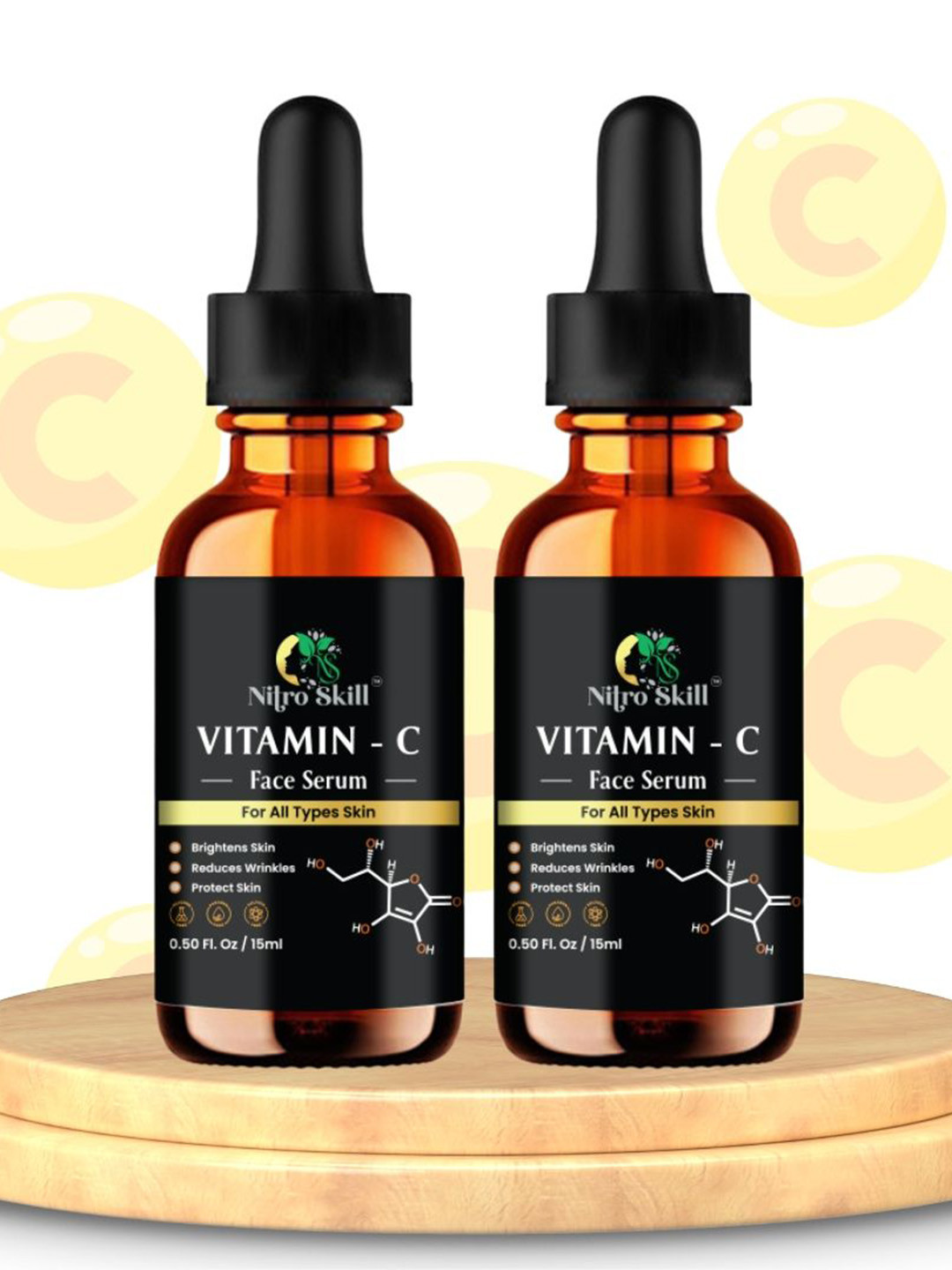 NITRO SKILL Set Of 2 Vitamin C Face Serum - 15 ml Each