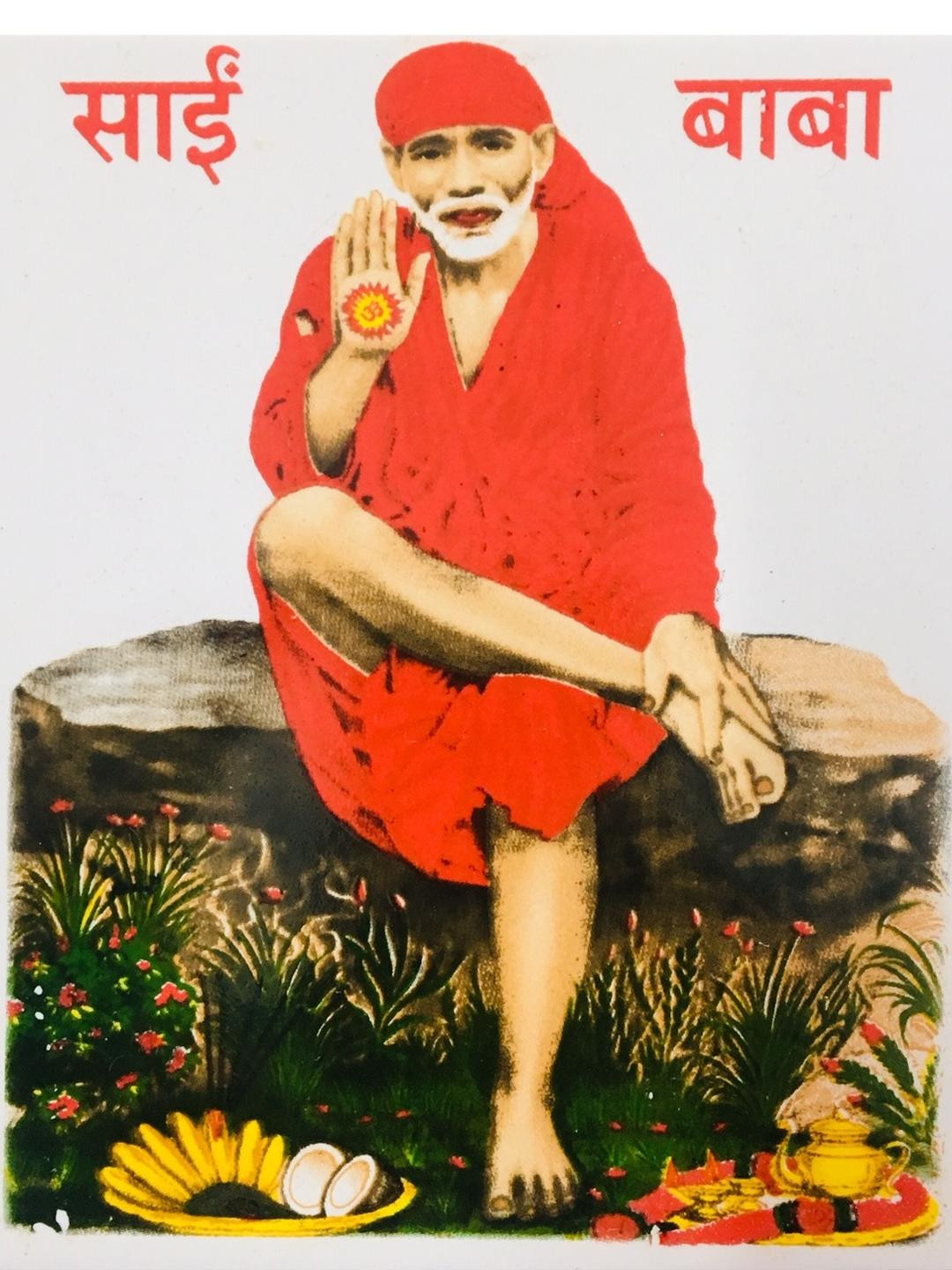 SHOP BY ROOM Sai Baba Wall Hanging Ceramic Ethnic Motifs Glossy Spiritual Wall Decor