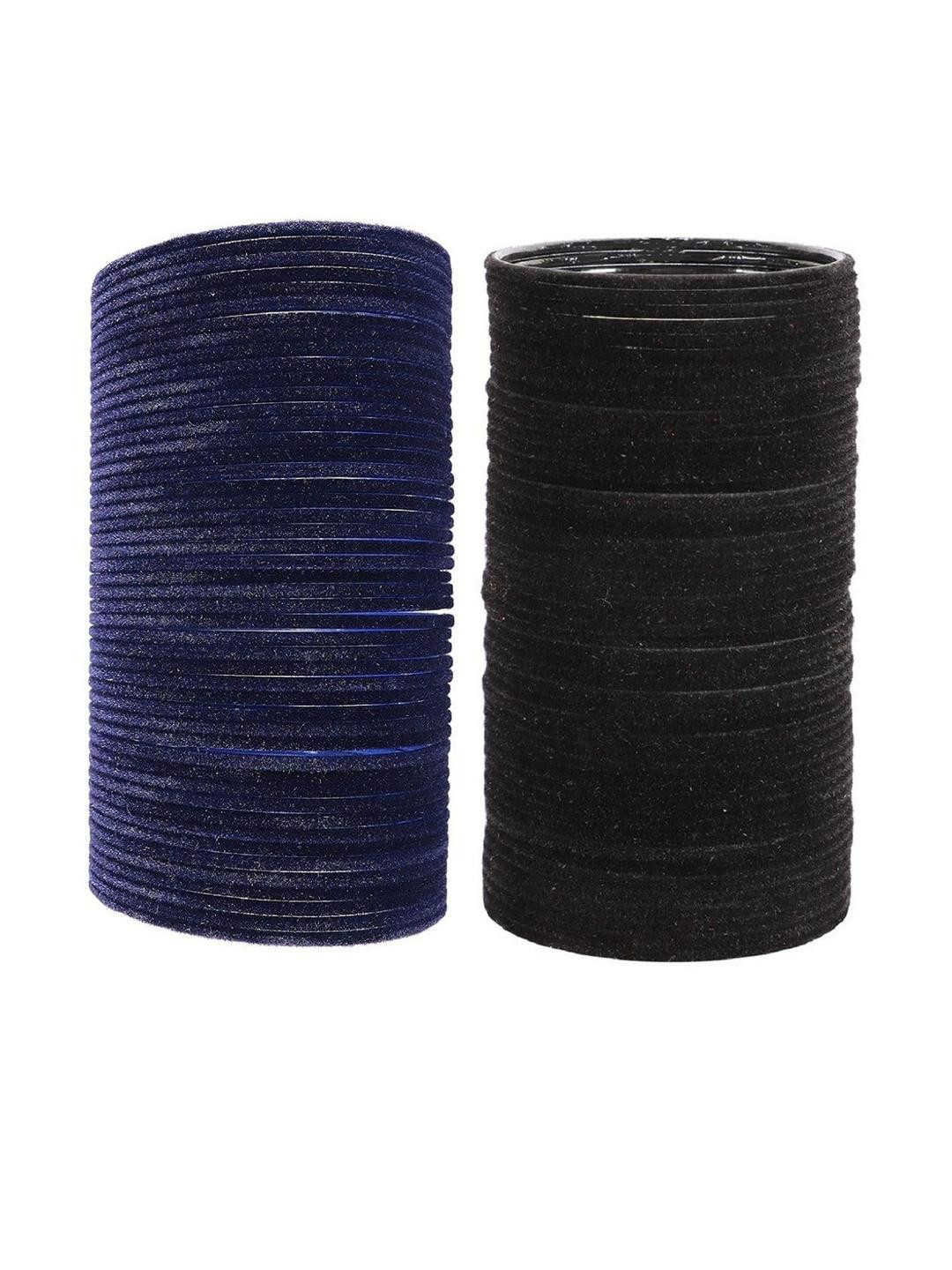 Guddan Set of 96 Navy & Black Metal Velvet Bangles