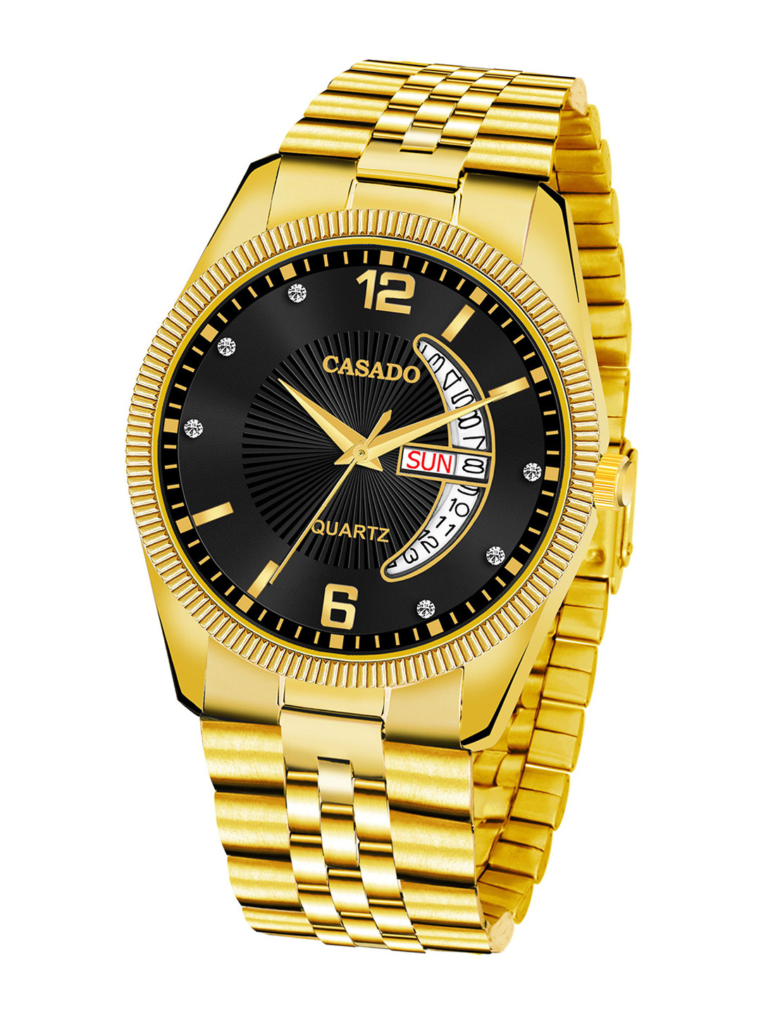 CASADO Men Embellished Dial & Stainless Steel Straps Analogue Watch CD-645-BLACK-GOLD-DD