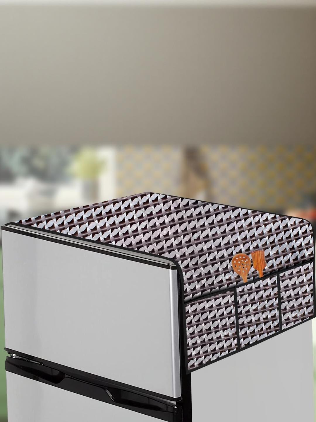 The Furnishing Tree Grey Surface Patterned PVC Fridge Top Cover