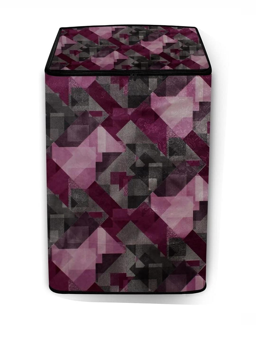 The Furnishing Tree Washing Machine Cover Checkered Pattern Maroon Compatible for Whirlpool 11 Kg F