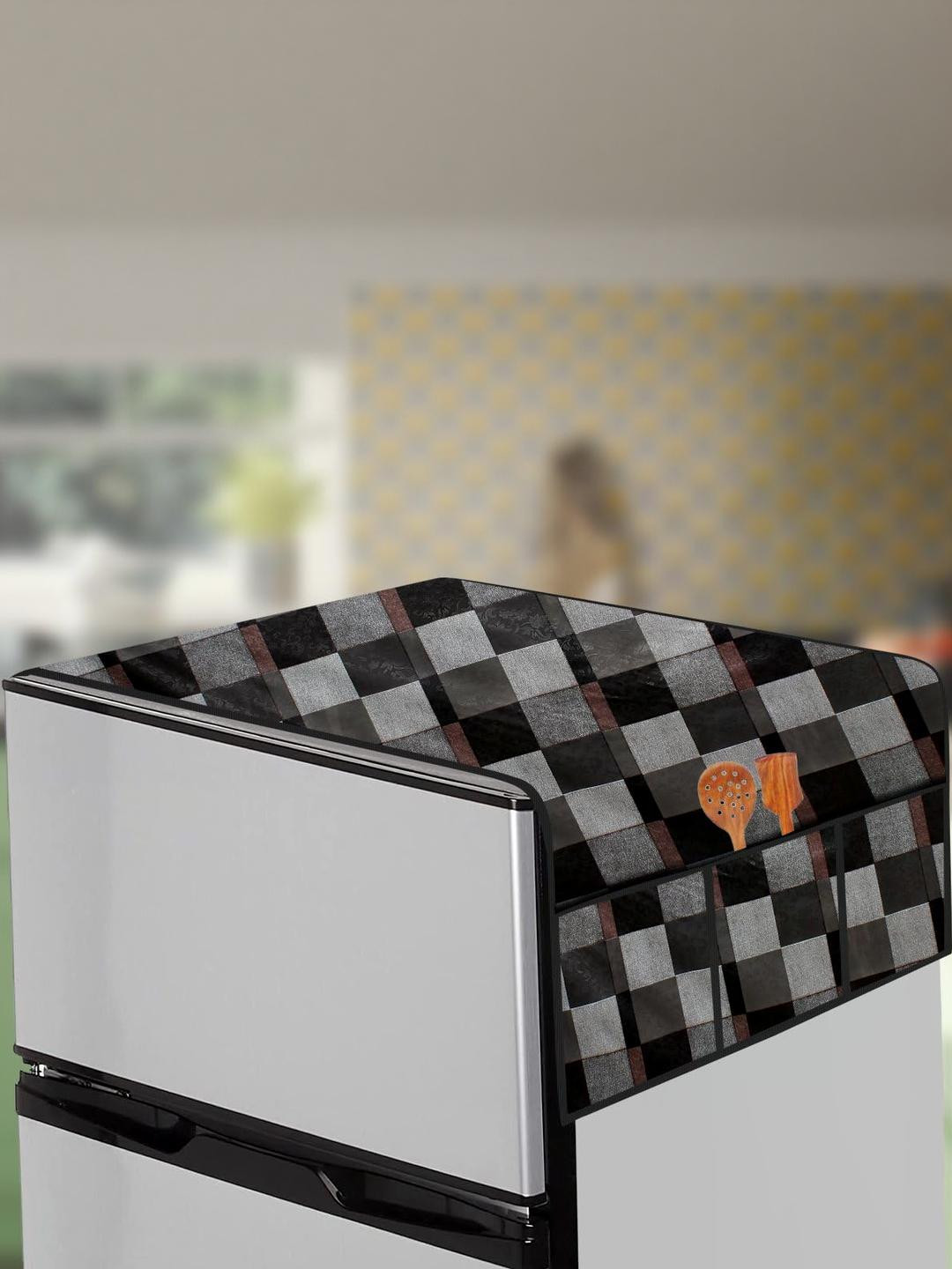 The Furnishing Tree Grey Printed Plastic Compatible Refrigerator Cover