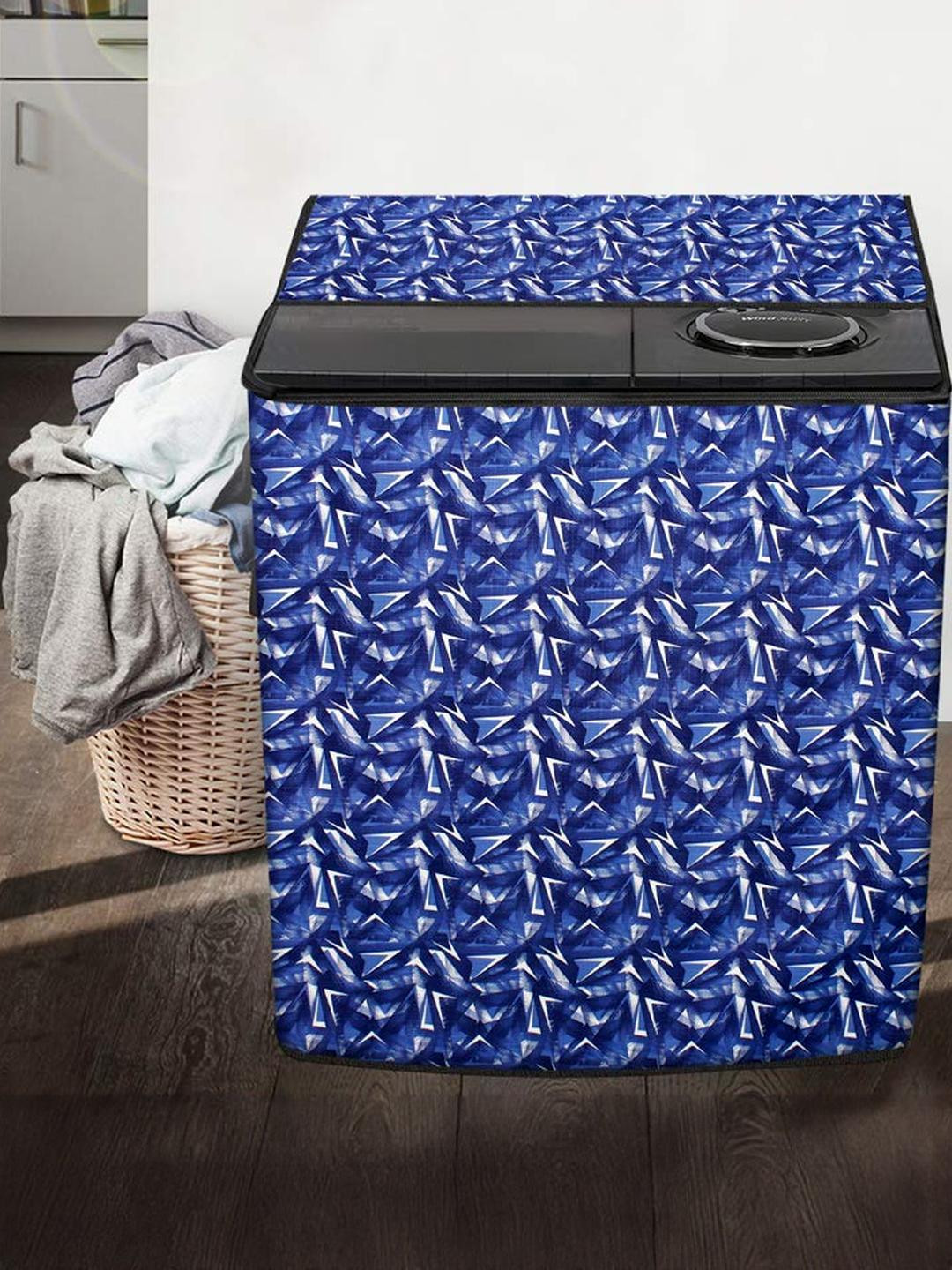 The Furnishing Tree Washing Machine Cover Frieze Pattern Blue Compatible for Whirlpool 6.2Kg Semi-A