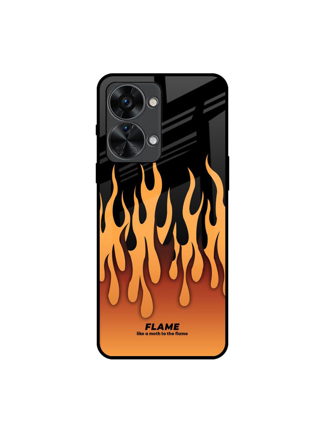 QRIOH Fire Flame Printed Sleek & Lightweight Silicone Oneplus Nord 2T Glass Back Case