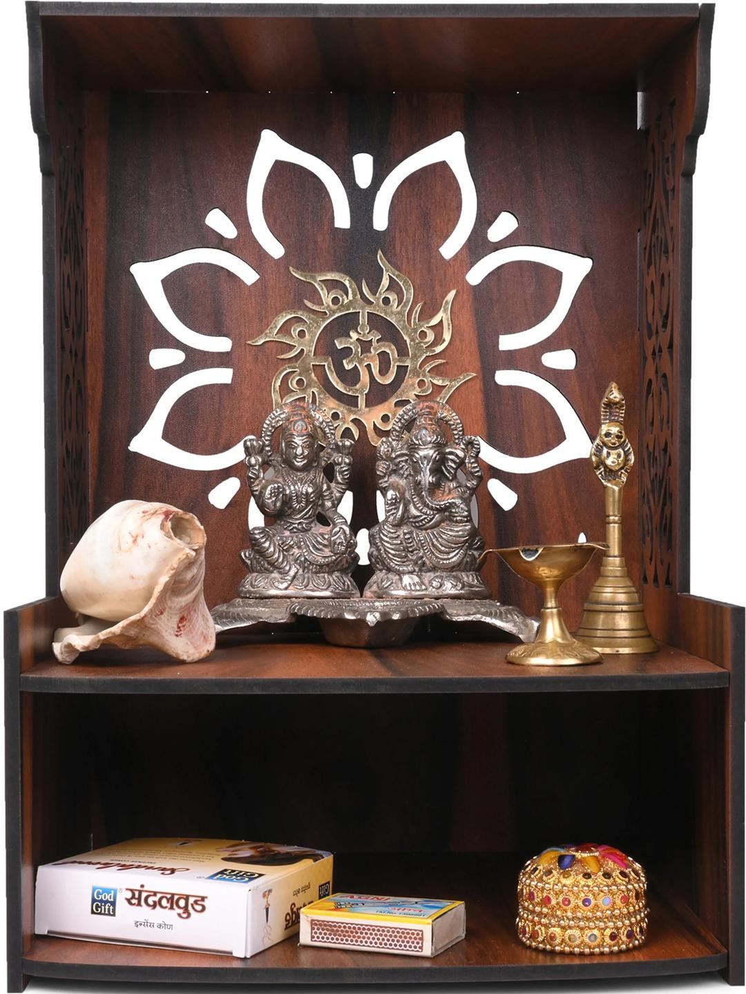 Gojeeva  Brown Wall Mounted Temple