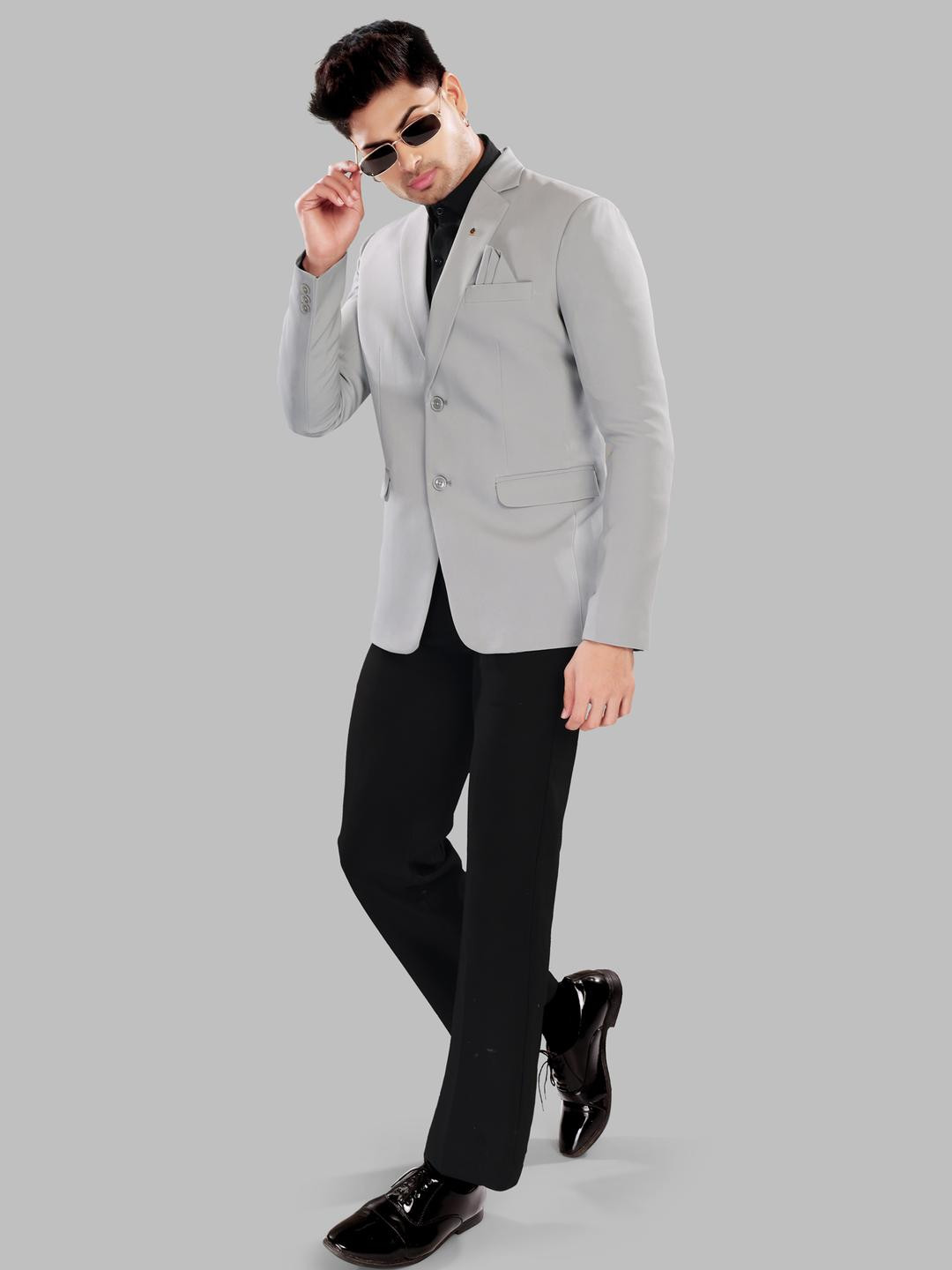 UR ETHICS Men Grey Long Sleeved Blazer