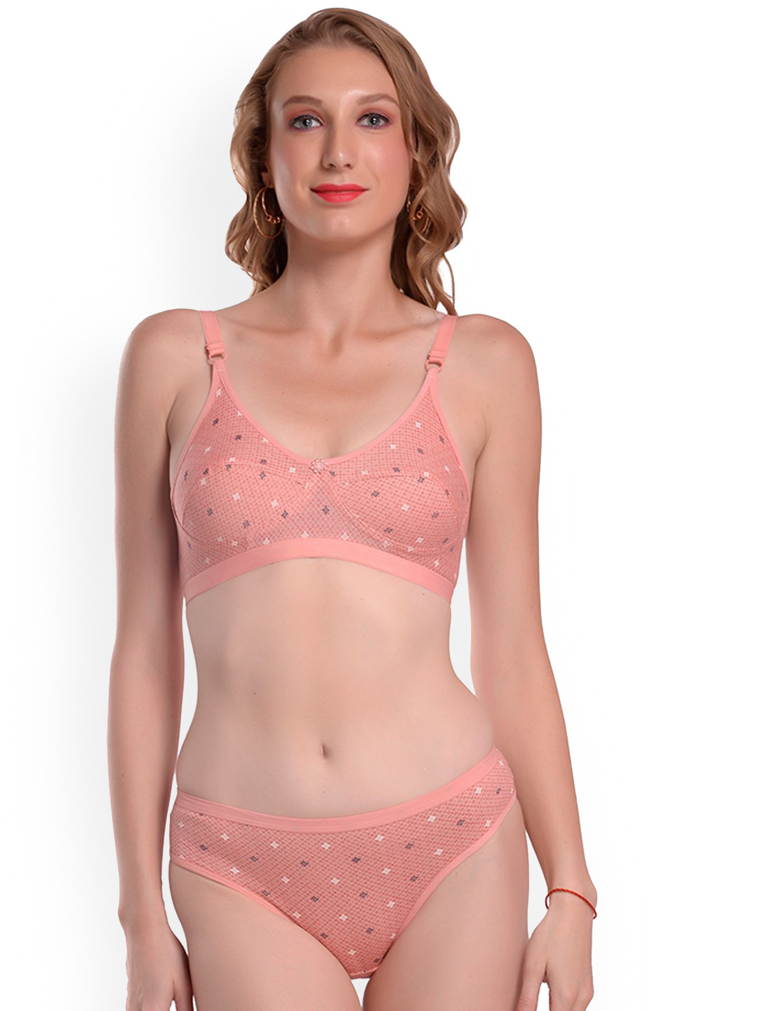 Viral Girl Printed Non-Padded Lingerie Set VM-SUPRIYA-PEACH-32B