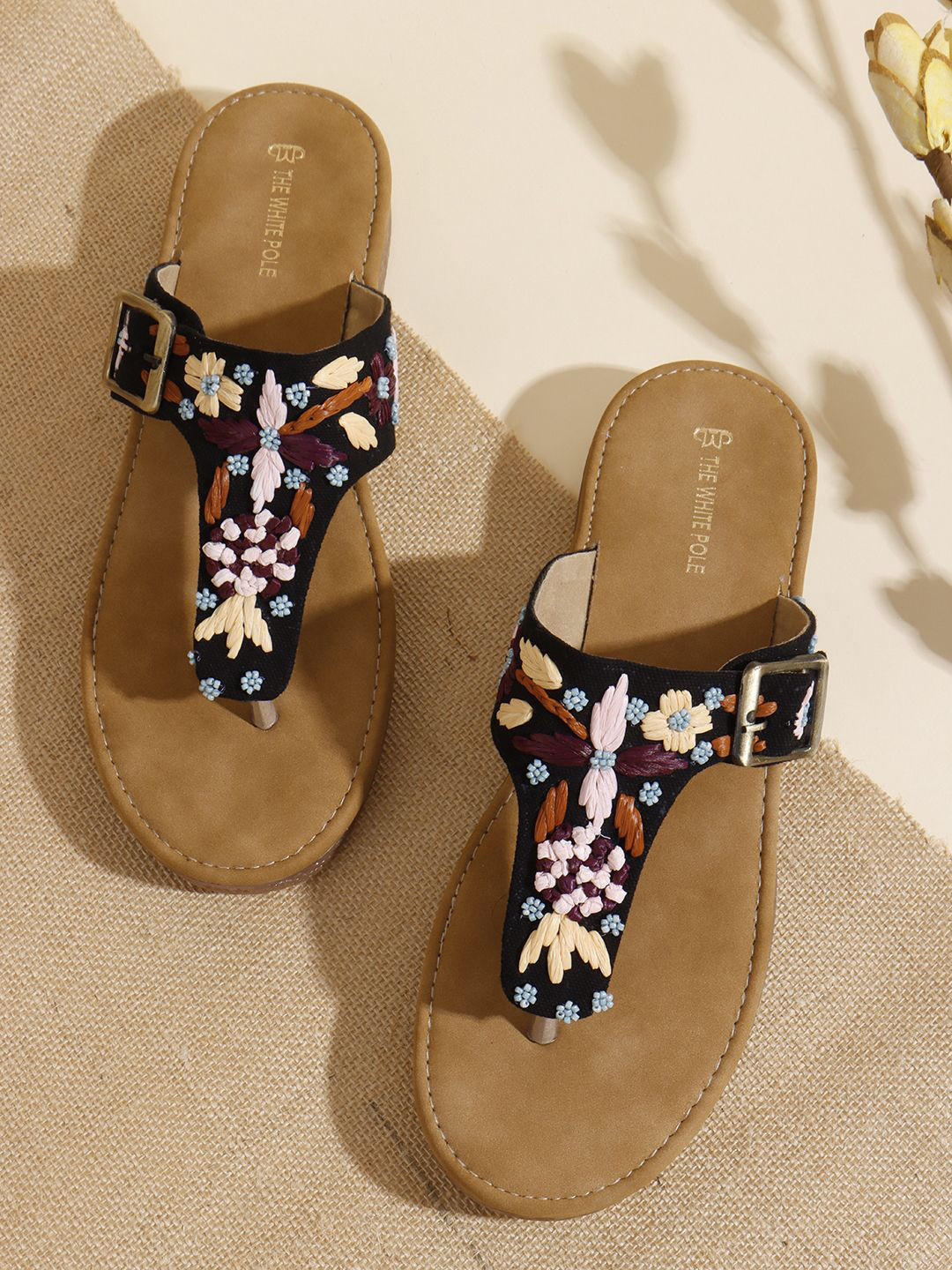 THE WHITE POLE Elegant Embroidered Flats for Women And Girls