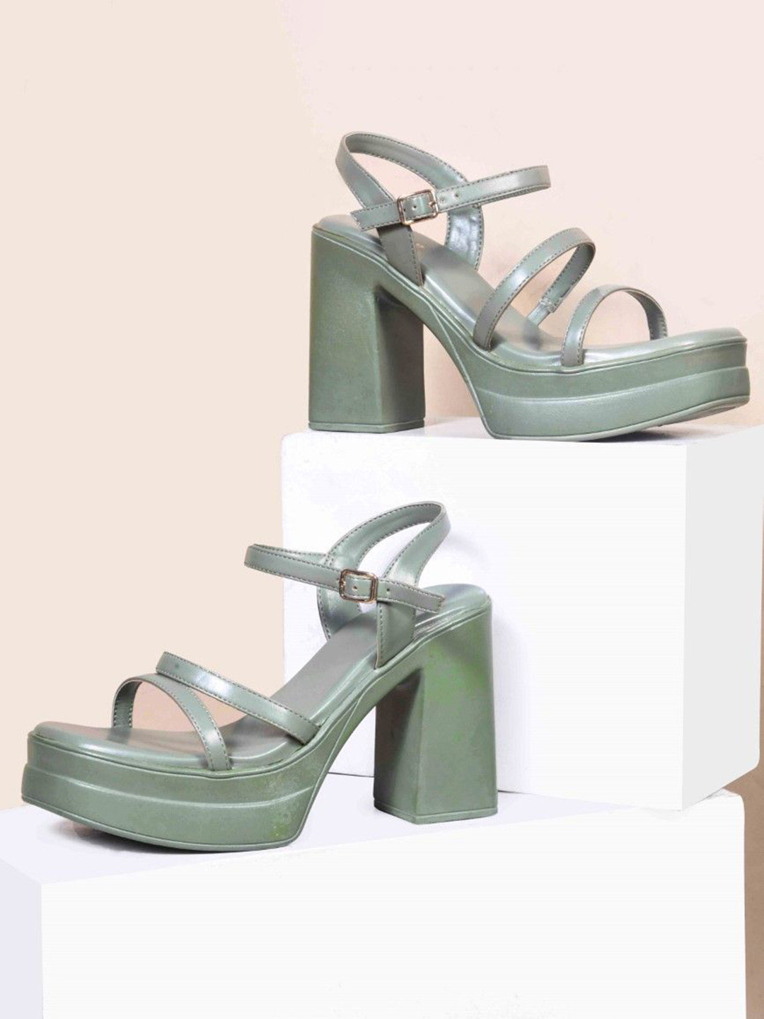 JM Looks Women Block Regular Sandals with Buckles Stylish Comfortable Trendy