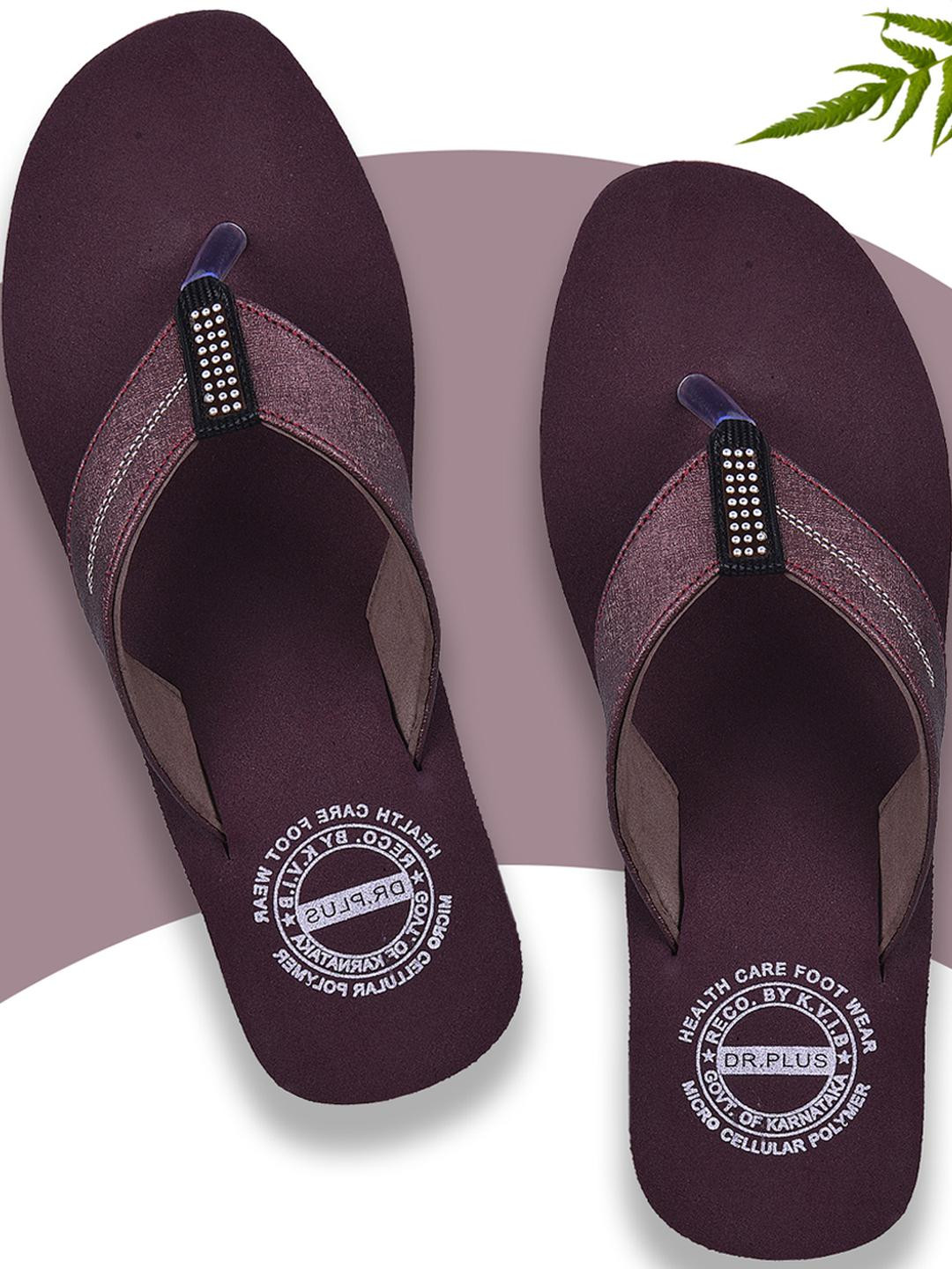 DR.PLUS Women Maroon Synthetic Flip Flops