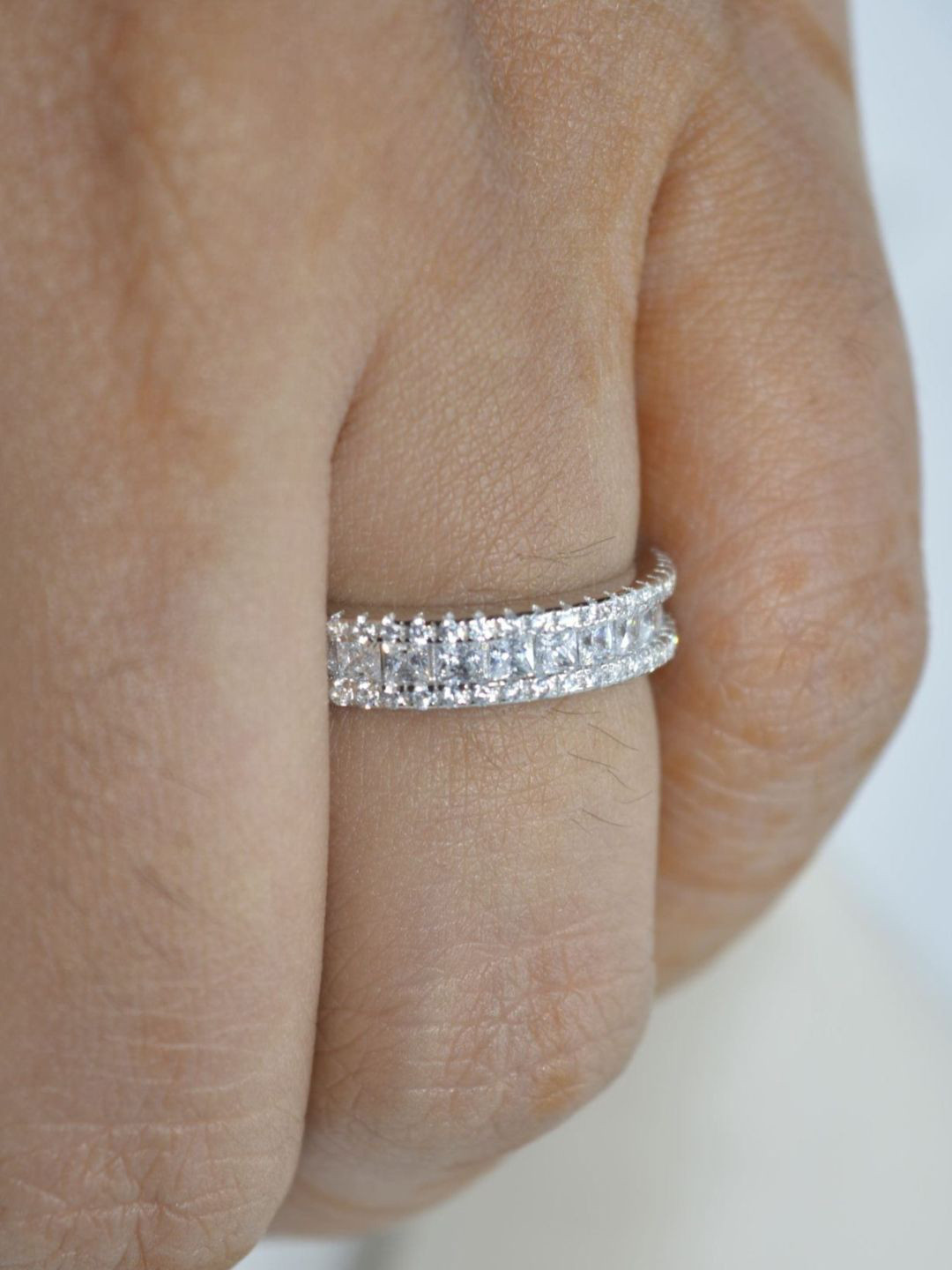 Luxevogue Rhodium-Plated 925 Cubic Zirconium-studded Finger Ring