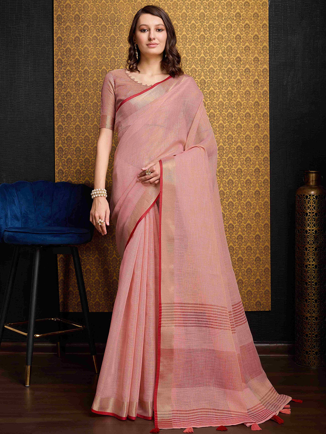 all about you Woven Design Border Saree