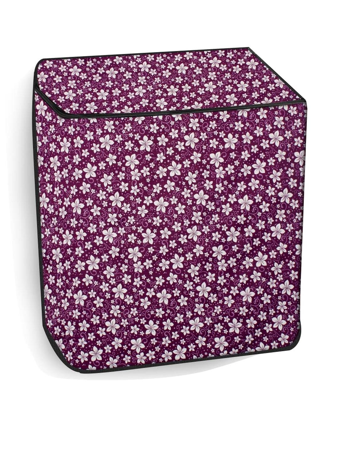 The Furnishing Tree Washing Machine Cover Floral Pattern Purple Compatible for Whirlpool 7.8 Kg Sem