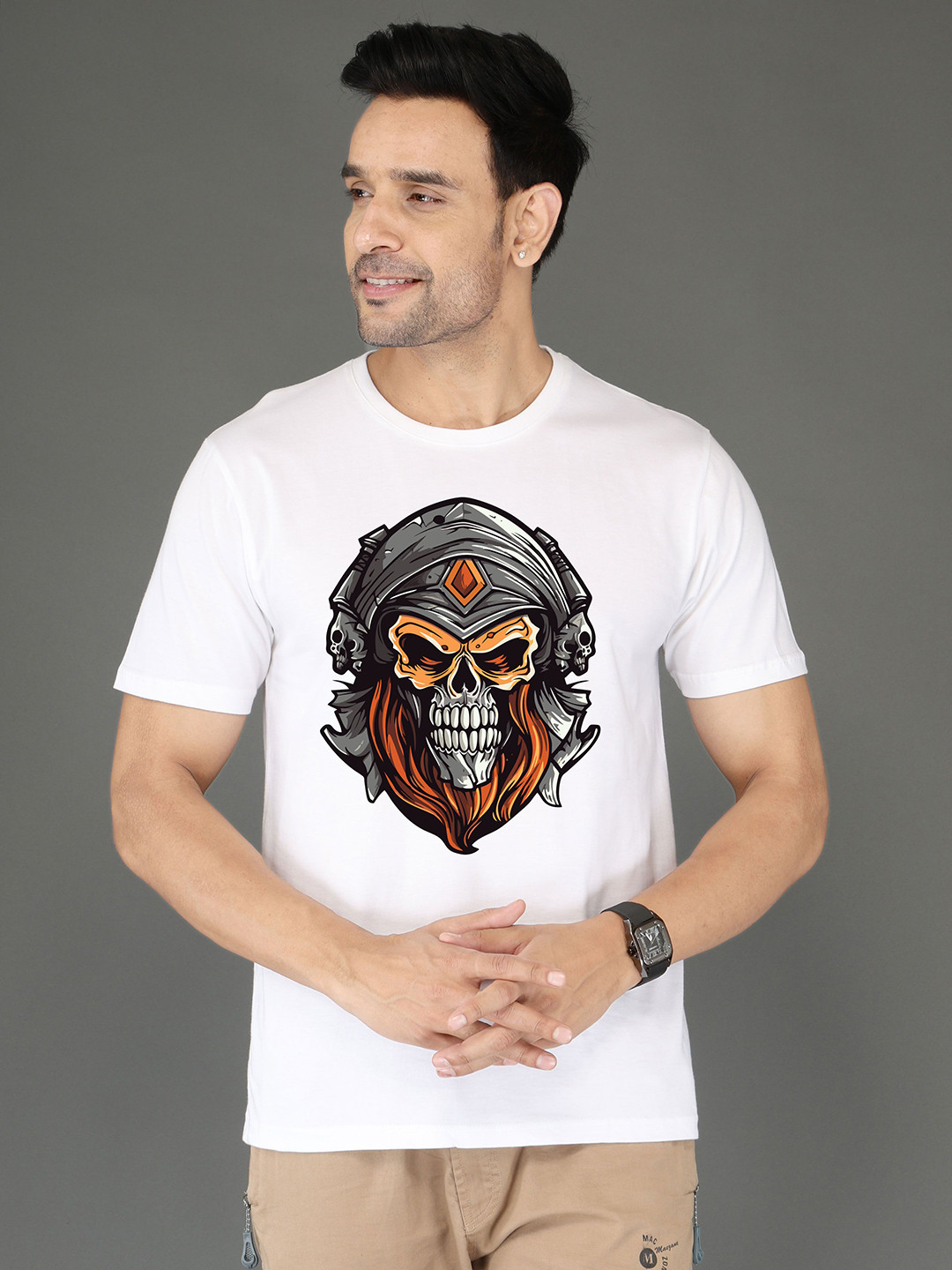 NOBLE HUSTLE Graphic Printed Round-Neck Pure Cotton T-shirthirt