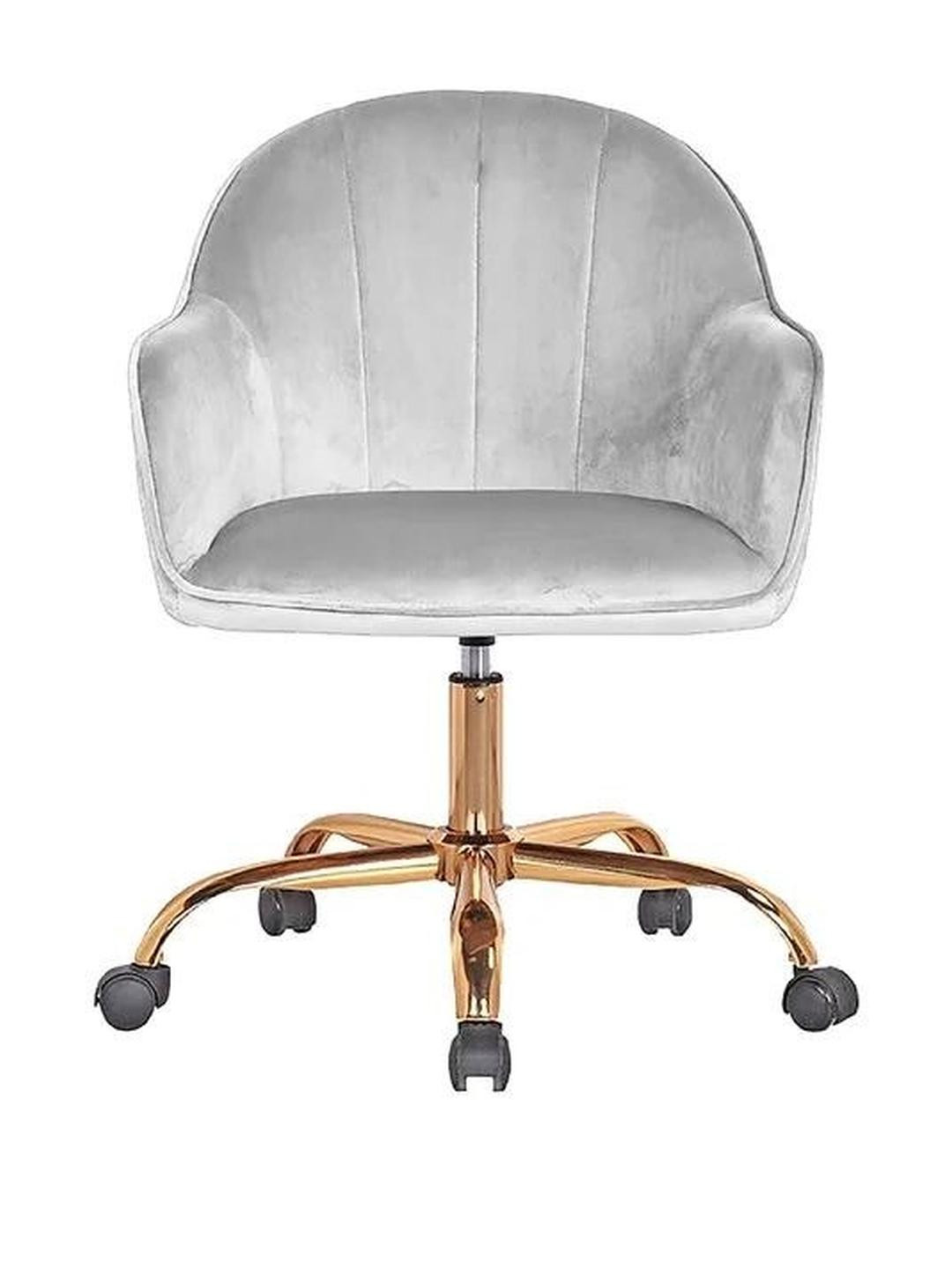 DOE BUCK Grey Velvet Finish Adjustable Office Chair