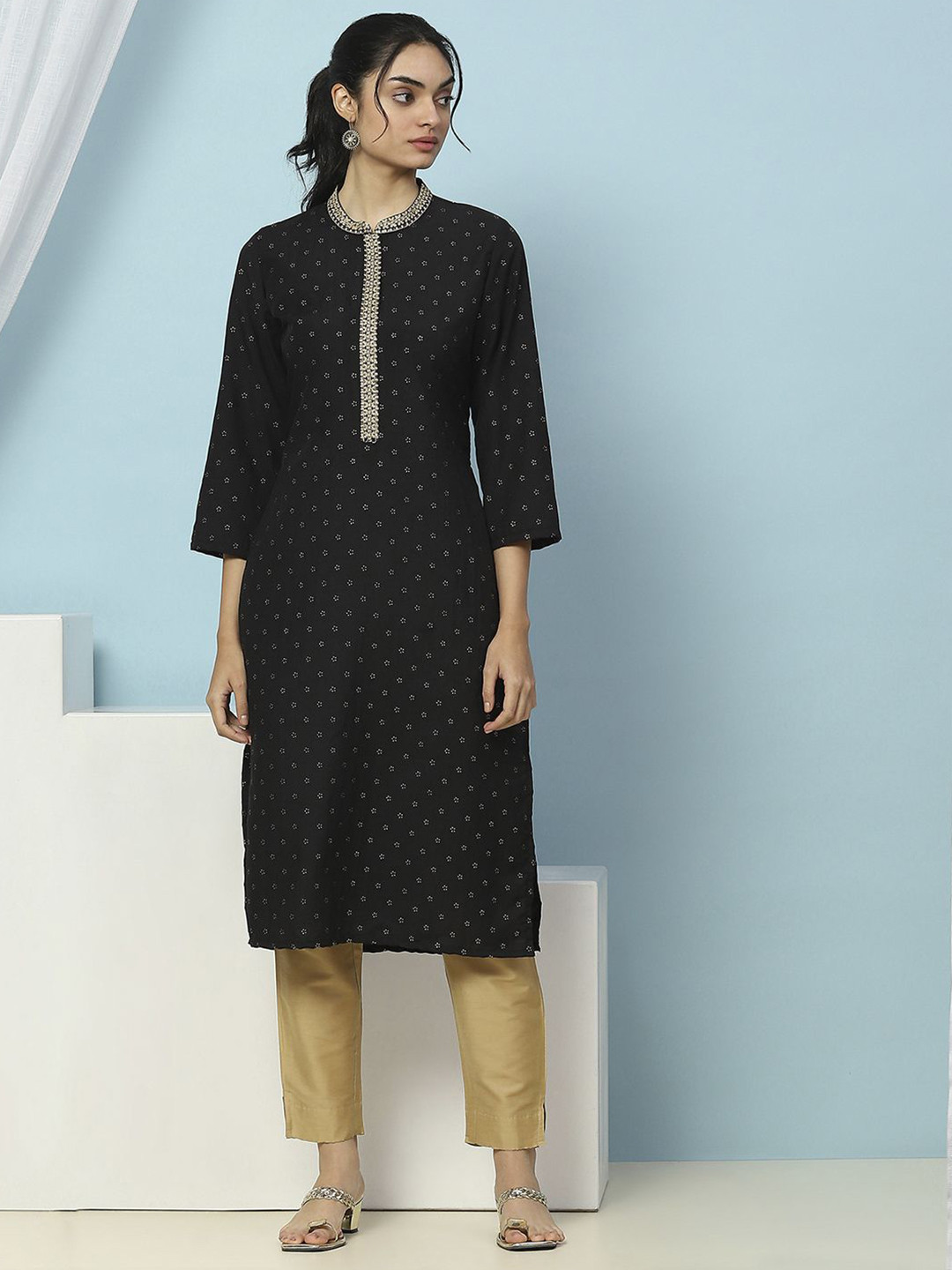 Nayam By Lakshita Floral Printed Straight Calf Length Kurta for Women