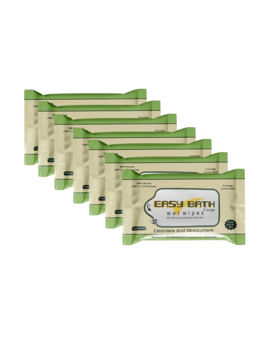 easybath Set Of 7 Wet Wipes Moisturizing Microwaveable Bed Bath Towels - 10 Pulls Each