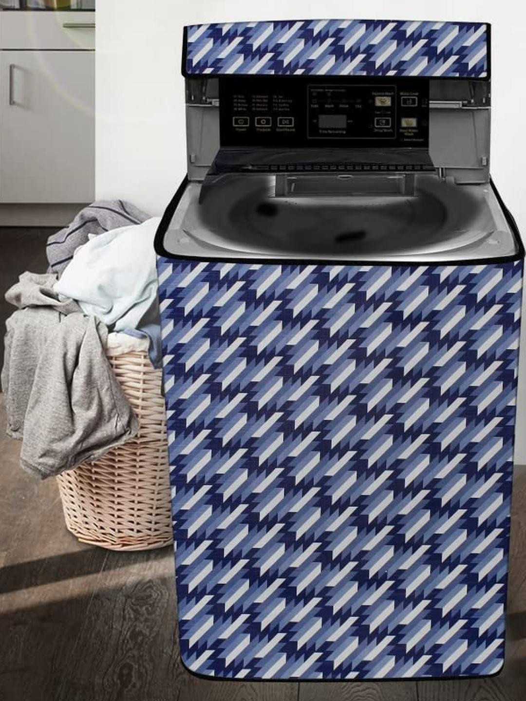 The Furnishing Tree Washing Machine Cover Symmetric Pattern Blue Compatible for Whirlpool 7 Kg Full