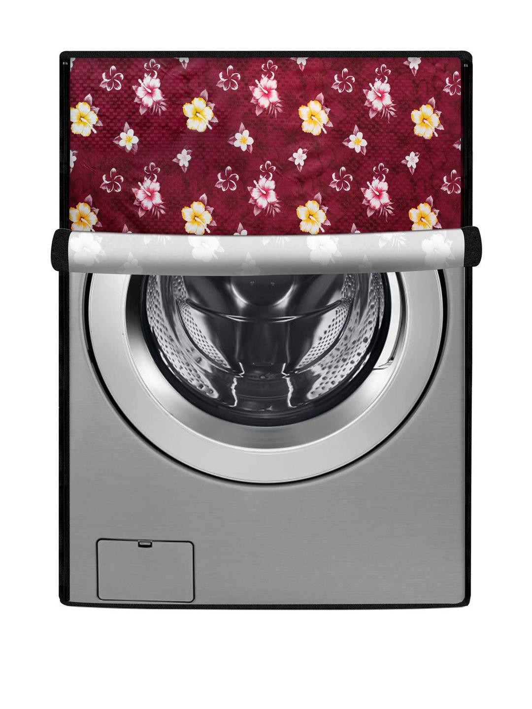 The Furnishing Tree Washing Machine Cover Floral Red Compatible for Bosch 6 Kg Fully-Automatic Fron